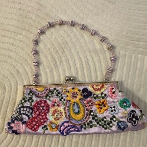 Vibrant Purple and Yellow Wristlet Clutch